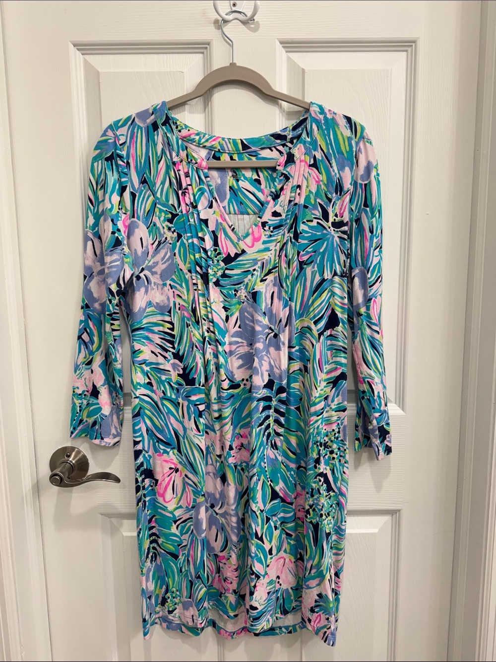Lilly Pulitzer Turquoise, Pink & Lavender Long Sleeve Dress